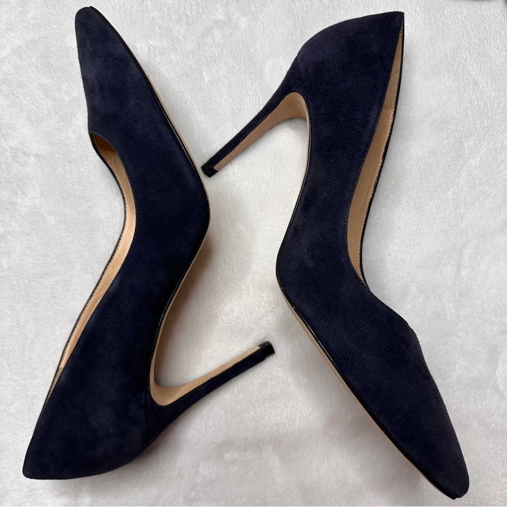 L'Agence Eloise Suede Leather Pumps Heels in Navy Blue Women's EU 39.5/ US 9.5 - Picture 8 of 13